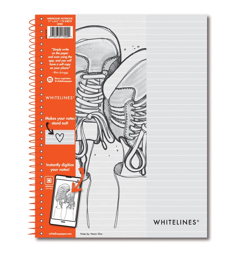 WhiteLines دفتر ملاحظات دائري من ROARING SPRING بخطوط بيضاء متميزة، قم بتنزيل ملاحظاتك رقميًا، تطبيق مجاني، 11" × 8.5" 70 ورقة - Image 1